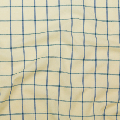 Japanese Pale Yellow Windowpane Check Cotton Lawn | Mood Fabrics