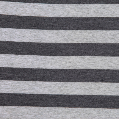 Steel Gray Awning Striped Cotton Jersey | Mood Fabrics