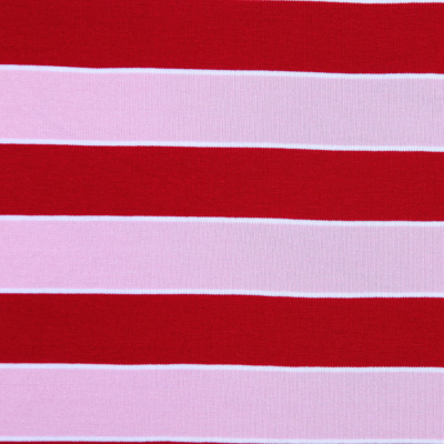 Formula One and Candy Pink Awing Striped Stretch Jersey Knit | Mood Fabrics