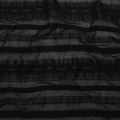 Raven and Silver Shadow Striped Novelty Sheer Jacquard | Mood Fabrics