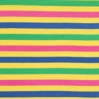 Yellow Multicolored Striped Rayon Jersey | Mood Fabrics