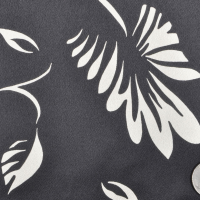 Black Floral Crepe-Back Satin Print | Mood Fabrics