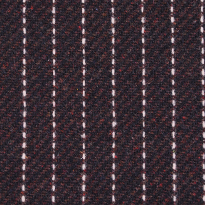 Chocolate and Black Striped Wool Twill Coating | Mood Fabrics