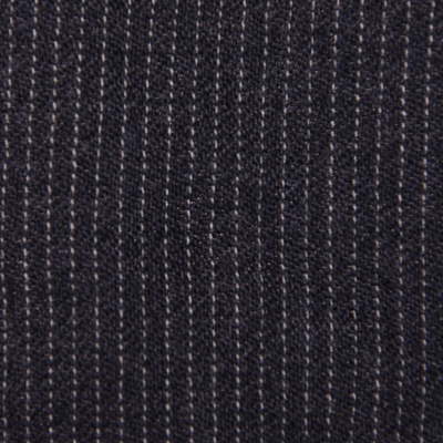 Italian Navy and Pale Gray Wrinkled Pinstriped Wool and Nylon Suiting | Mood Fabrics