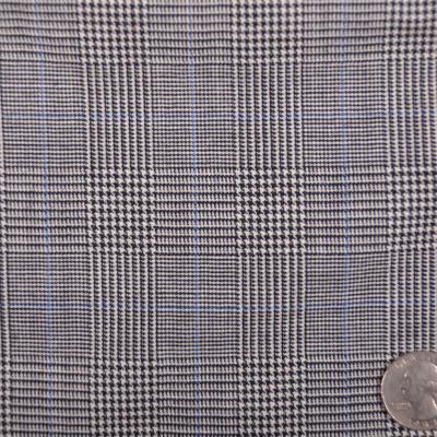 Black/White/Blue Glen Plaid Suiting | Mood Fabrics