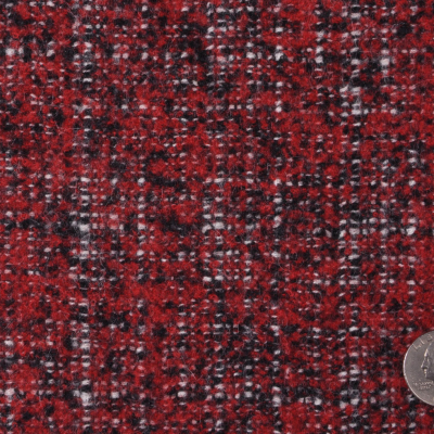 Dusted Red/White/Charcoal Woven Wool Blend | Mood Fabrics