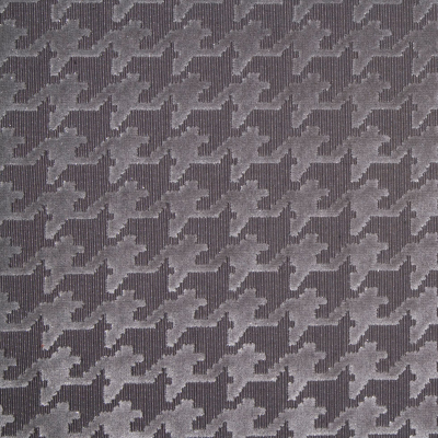 Charcoal Gray/Light Gray Houndstooth Velvet | Mood Fabrics