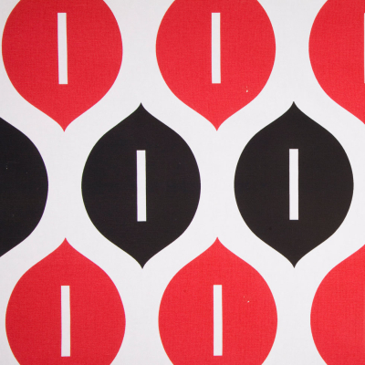 Off-White/Black/Primary Red Geometric Canvas | Mood Fabrics