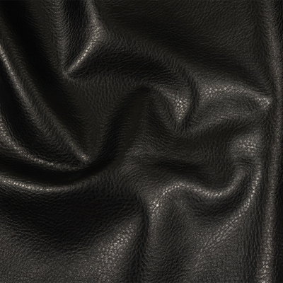 Black Pebbled Faux Leather with Woven Backing | Mood Fabrics