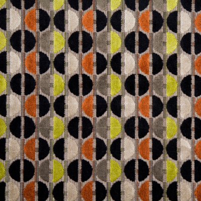 Stone/Black/Orange/Kiwi Polka Dots Chenille | Mood Fabrics