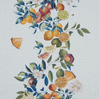 Mood Exclusive Panier de Fruits Blue and Orange Printed Cotton Voile | Mood Fabrics