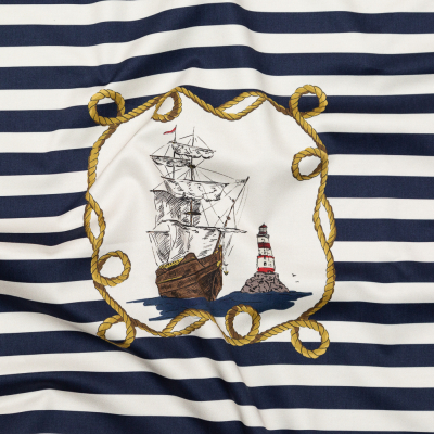 Mood Exclusive Lighthouse Adventures Stretch Cotton Sateen | Mood Fabrics