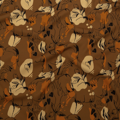Mood Exclusive Contoured Personage Brown Stretch Polyester Crepe | Mood Fabrics