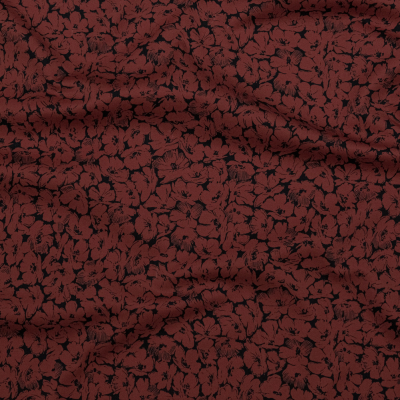 Mood Exclusive Poppy Paradise Rust Stretch Cotton Sateen | Mood Fabrics