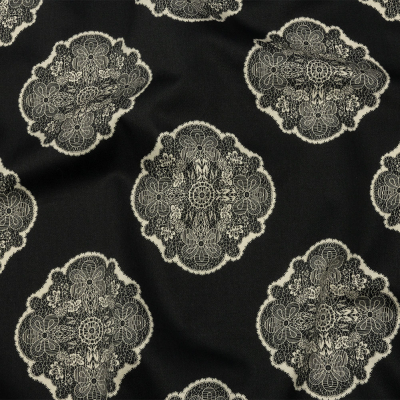 Mood Exclusive Black Cathedral Windows Stretch Cotton Sateen | Mood Fabrics