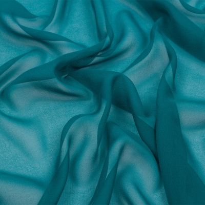 Premium Deep Teal Silk Chiffon | Mood Fabrics