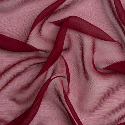Premium Maroon Silk Crinkled Chiffon | Mood Fabrics