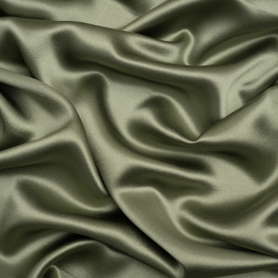 Premium Oil Green Silk Crepe Back Satin | Mood Fabrics