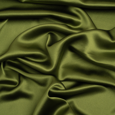 Silk Crepe Back Satin - Pesto Green - Premium Collection | Mood Fabrics