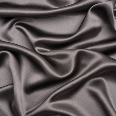 Premium Dark Silver Silk Crepe Back Satin | Mood Fabrics