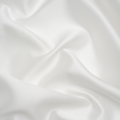 Premium Italian White Alyssum Polyester and Silk Mikado Pique | Mood Fabrics