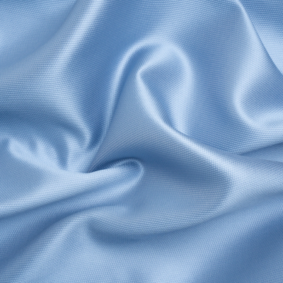 Premium Italian Placid Blue Polyester and Silk Mikado Pique | Mood Fabrics