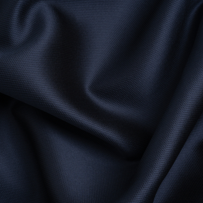 Premium Italian Navy Polyester and Silk Mikado Pique | Mood Fabrics