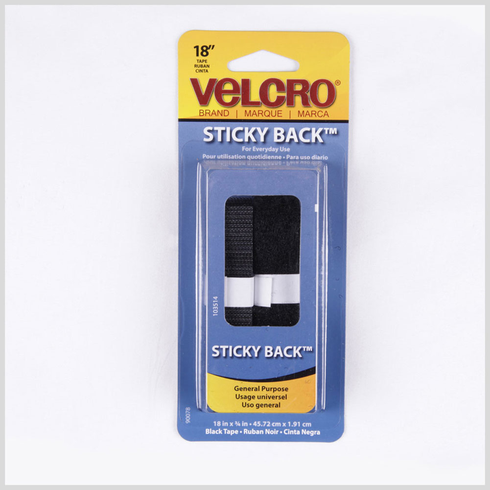 VELCRO® Black Sticky Back Fastener - 18 x 3/4 - Sticky Back - Velcro -  Notions