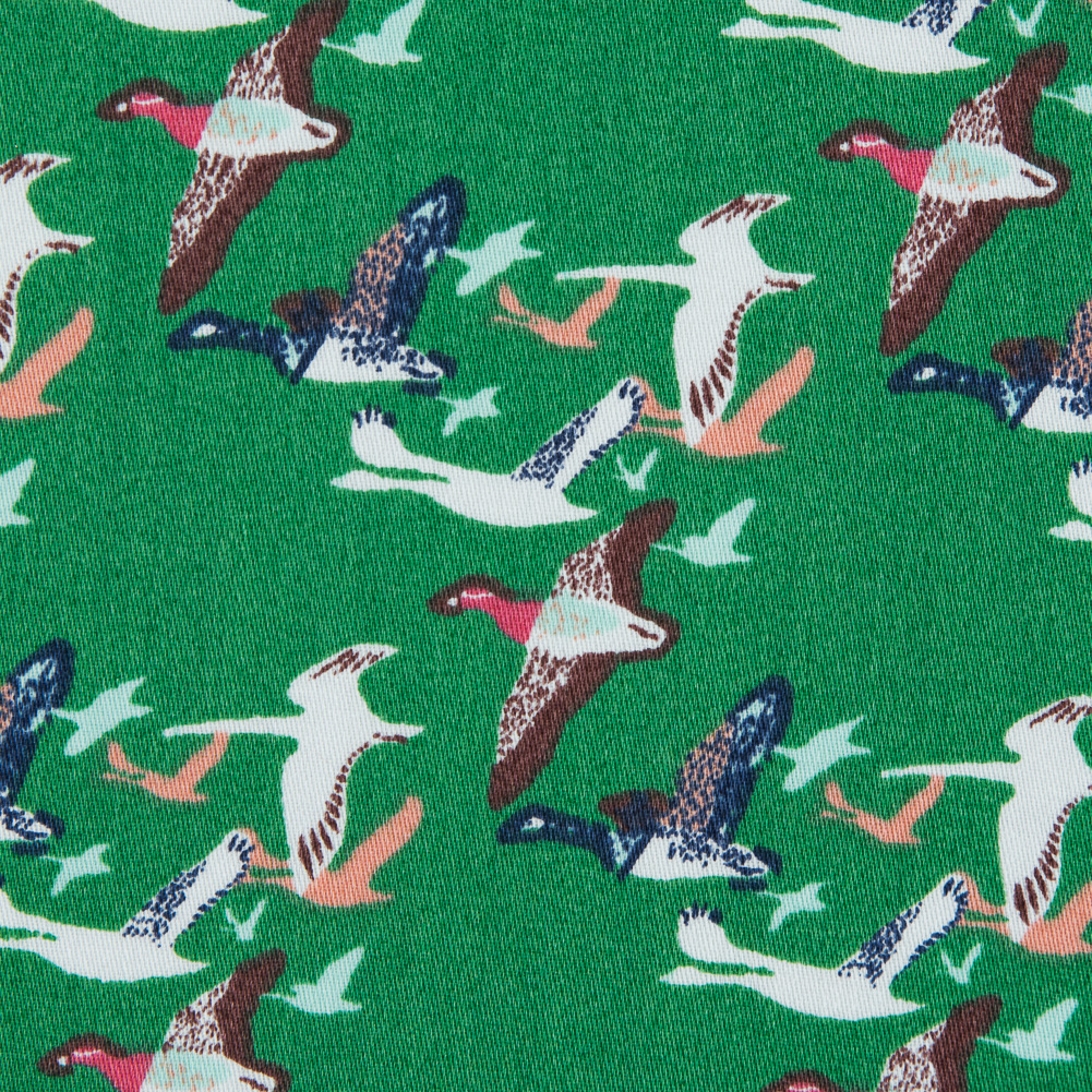 Green Flying Birds Printed Cotton Sateen - Sateen - Cotton - Fashion ...