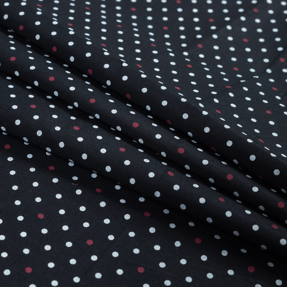Black, Red and White Polka Dotted Cotton Poplin - Prints - Cotton ...