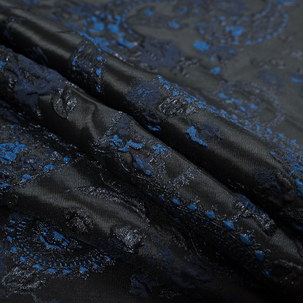 Blue and Black Luxury Paisley Metallic Brocade - Web Archived