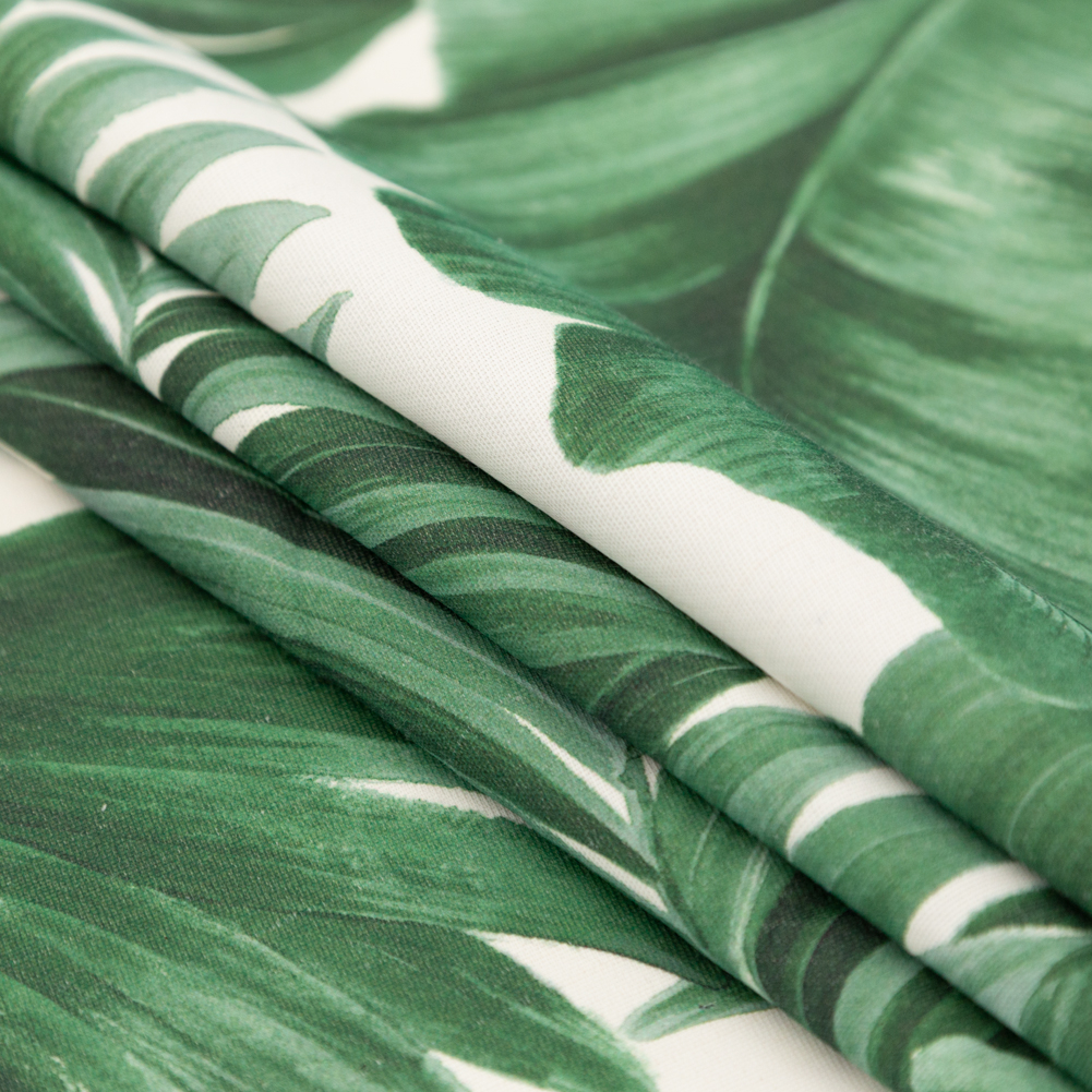 Dark Green Tropical Leaves Printed Woven - Drapery Fabrics - Home Decor ...