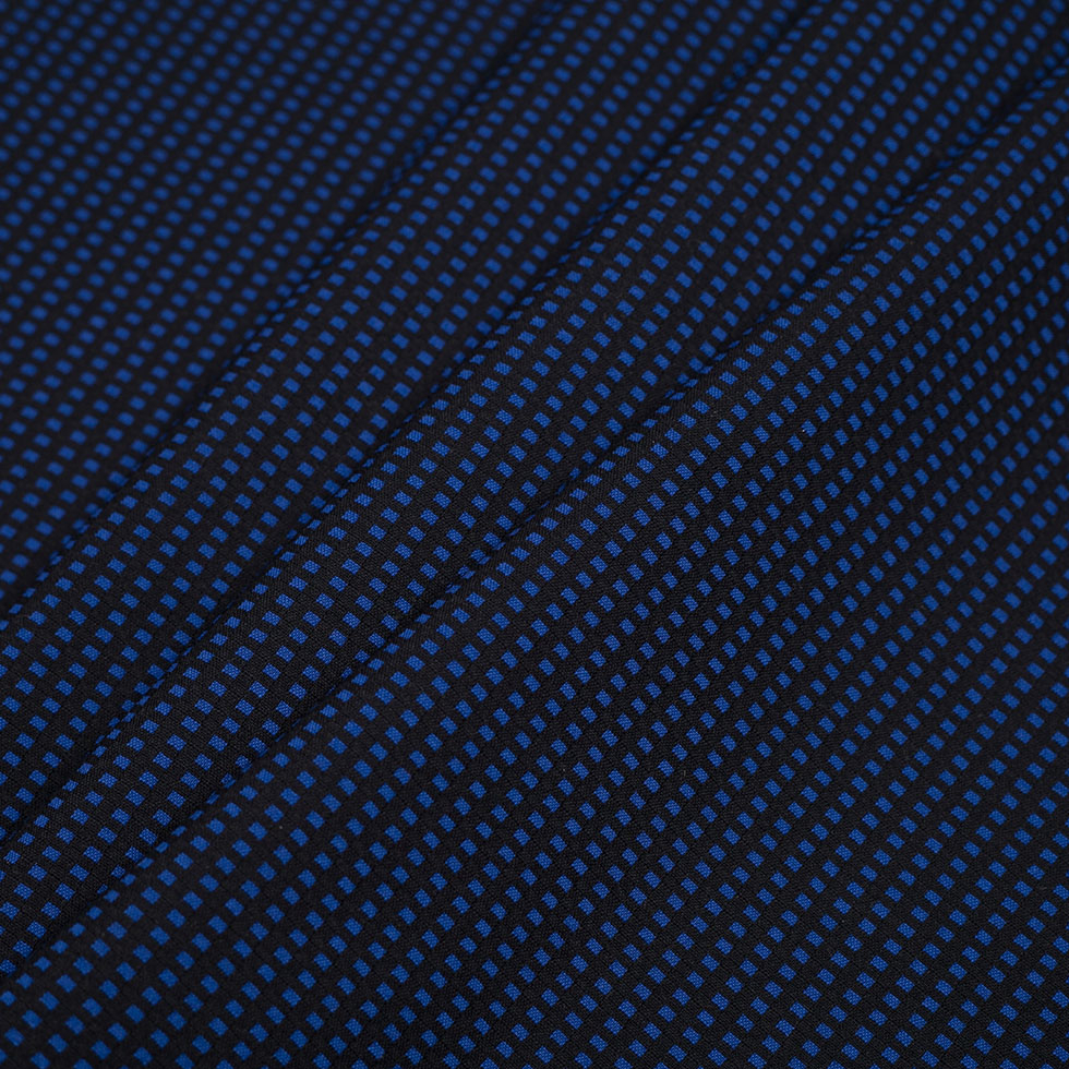 Geometric Black and Blue Blended Cotton Woven - Stretch Cotton - Cotton ...