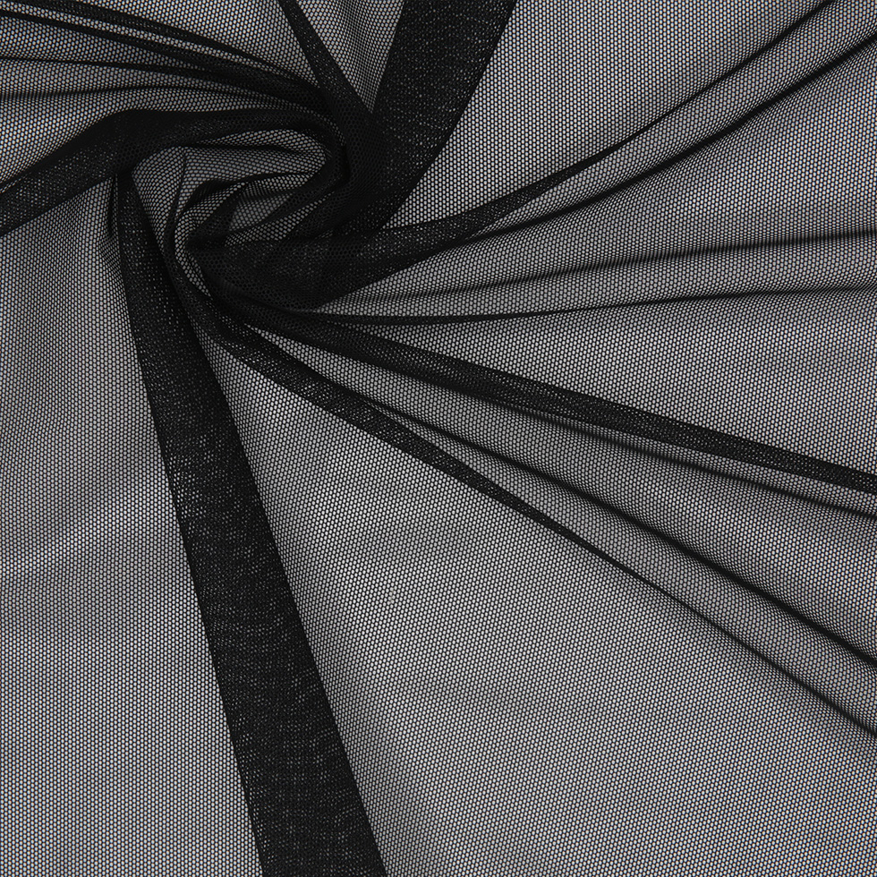 Black Stretch Power Mesh Fabric by the Yard, Soft Sheer Drape Mesh