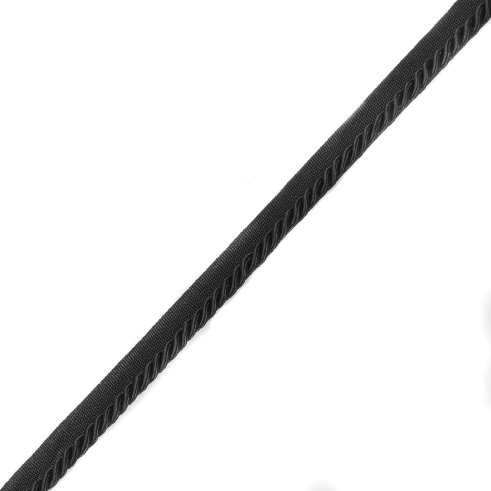 Black Cotton Blend Twisted Cord Trim - 0.25 - Twisted Cord - Cords - Trims