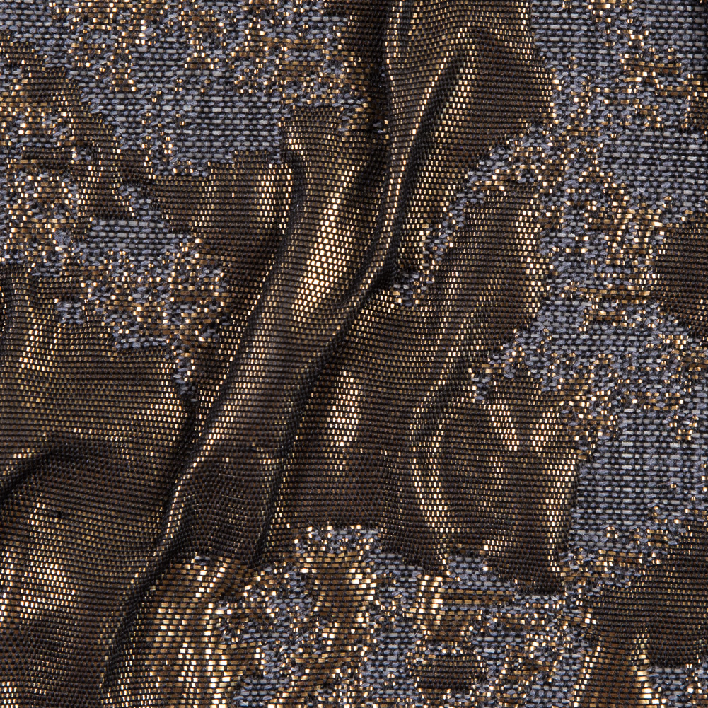 Metallic Gold and Gray Abstract Brocade - Lame & Metallic - Other ...