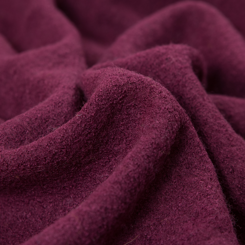 Ketil Amaranth Solid Boiled Wool - Boiled - Rayon - Fashion Fabrics