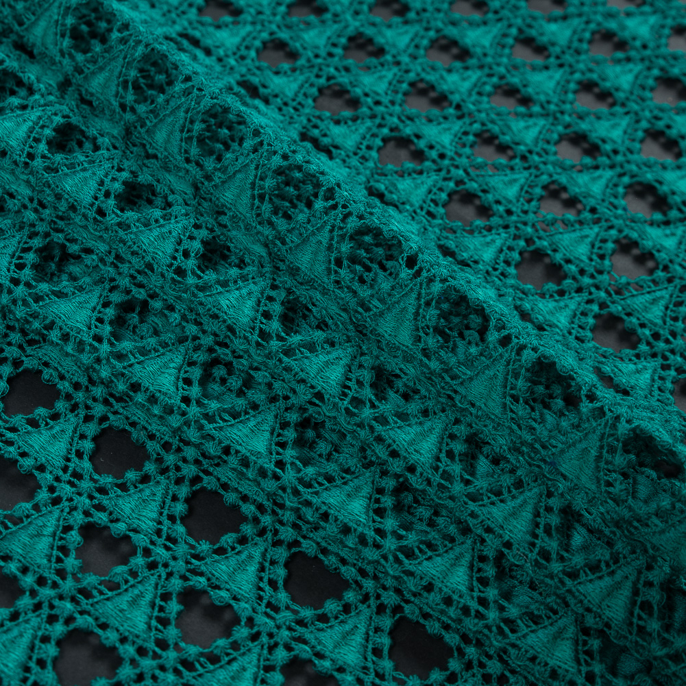 Oscar de la Renta Italian Turquoise Green Geometric Guipire Lace - Web ...