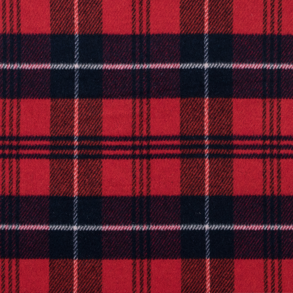 Wool Flannel / Red Plaid / Garment Fabric