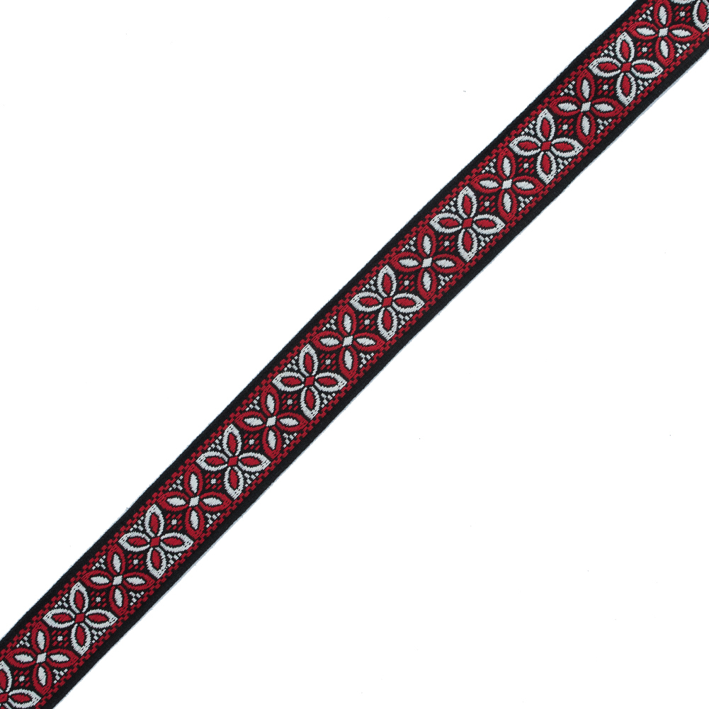 Red and Black German Jacquard Ribbon - 1.375 - Jacquard - Ribbons