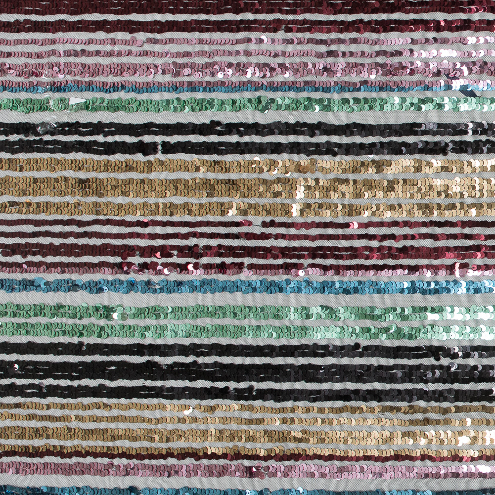 Shiny Rainbow Striped Sequin Fabric