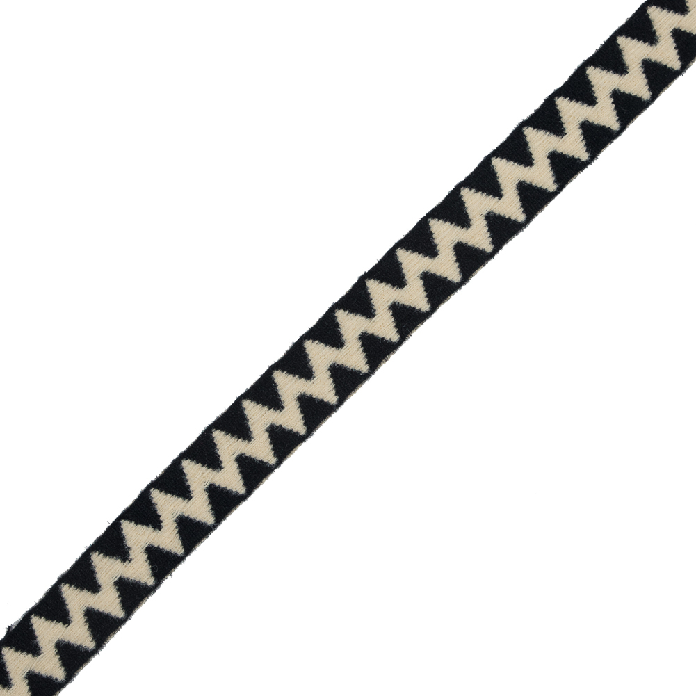 Italian Beige and Black Zig-Zag Fabric Trim - 1 - Fabric - Trims