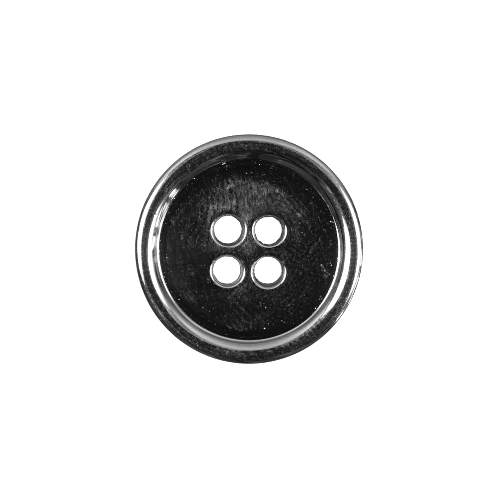Silver Metal 4-Hole Button - 32L/20mm - Silver - Metal - Buttons