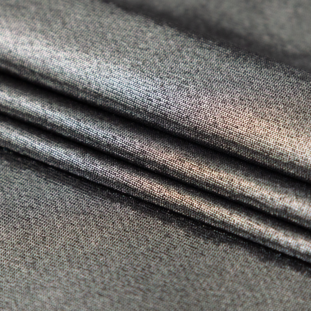 Metallic Silver on Black Liquid Sheen Stretch Jersey - Web Archived
