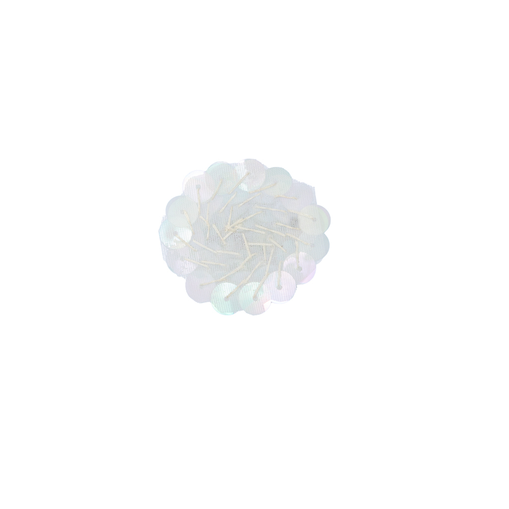 White Iridescent Sequin Flower Applique - 1.5