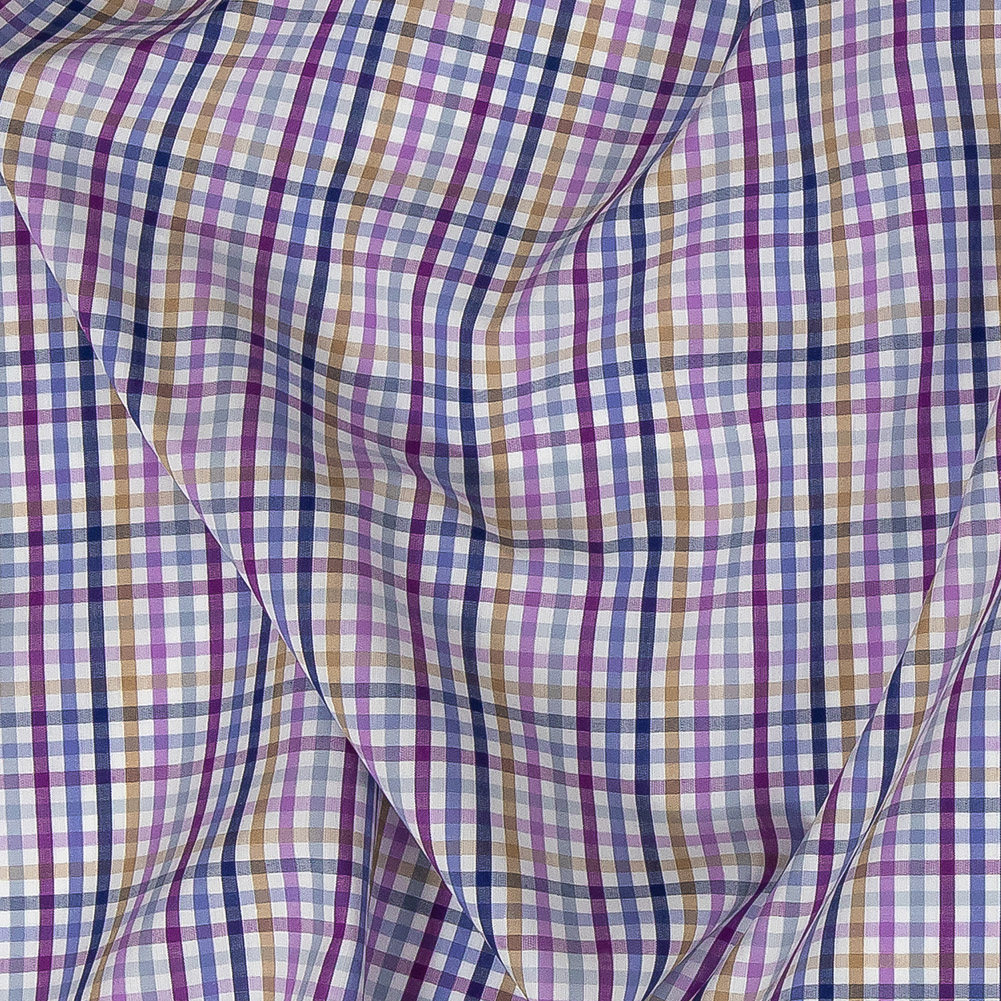 Premium Purple, Blue and Gold Plaid Cotton Shirting - Shirting - Cotton ...