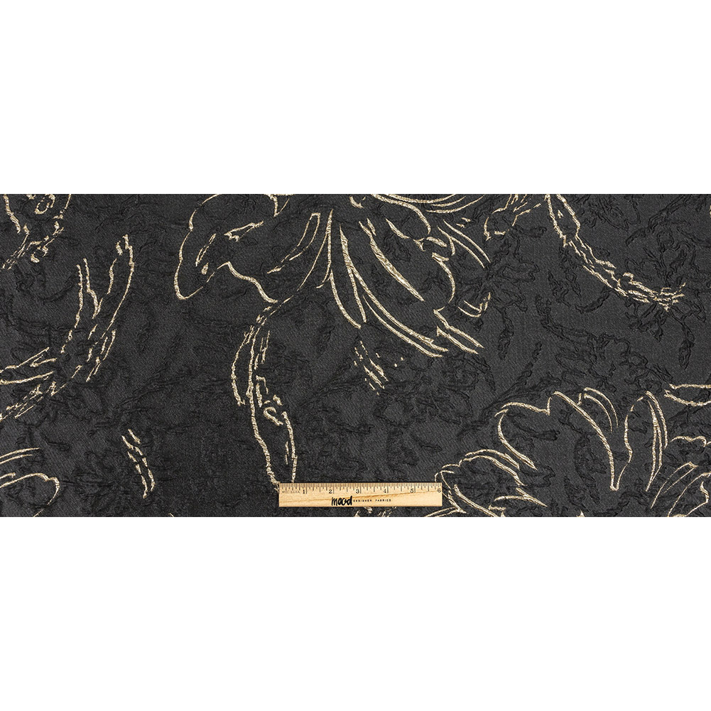 Metallic Gold and Black Floral Silhouettes Luxury Brocade - Lame ...