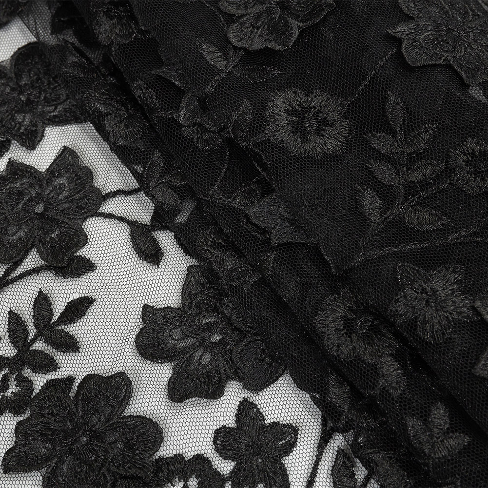 Angelo Black Floral Embroidered Lace - Web Archived