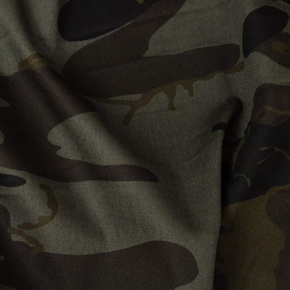 Army Green Camouflage Stretch Cotton Twill - Web Archived