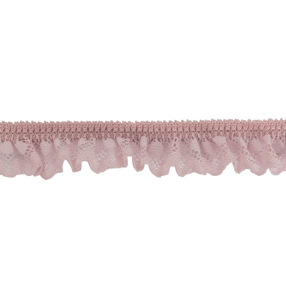 Primrose Pink Ruffled Stretch Lace Trimming - 1 - Crochet - Lace - Trims